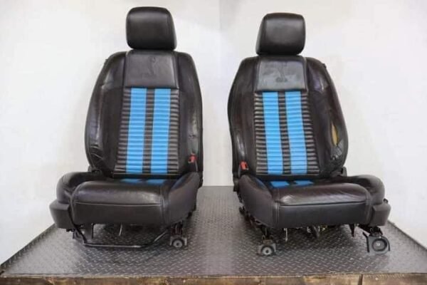 11-12 Ford Mustang Shelby GT500 Leather Seat Set (Black & Blue) - Image 3