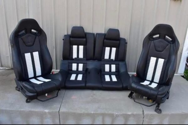 2012 FORD MUSTANG GT500 OEM RECARO BLACK & WHITE LEATHER PERFORMANCE SEATS COBRA 🐍 - Image 3