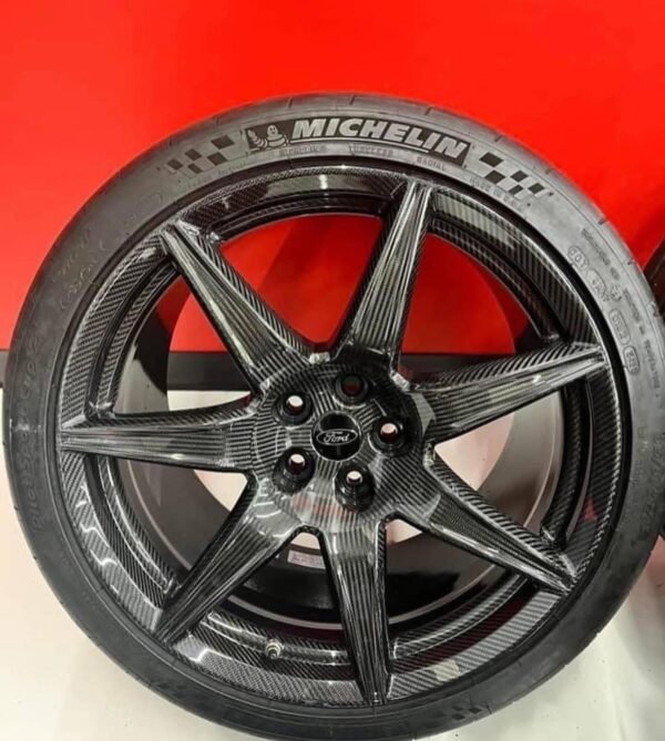 OEM GT500 Carbon Fiber Track Park wheels & Tires sensor came off 1000 Mileage 2022 GT500 - Image 5