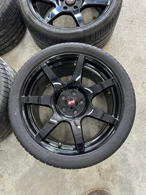 19x10 SVE GT350R replica wheels. 305/30r19 Pirelli P-Zeros on the rear. 295/30r19 Toyo prices on the front. - Image 3
