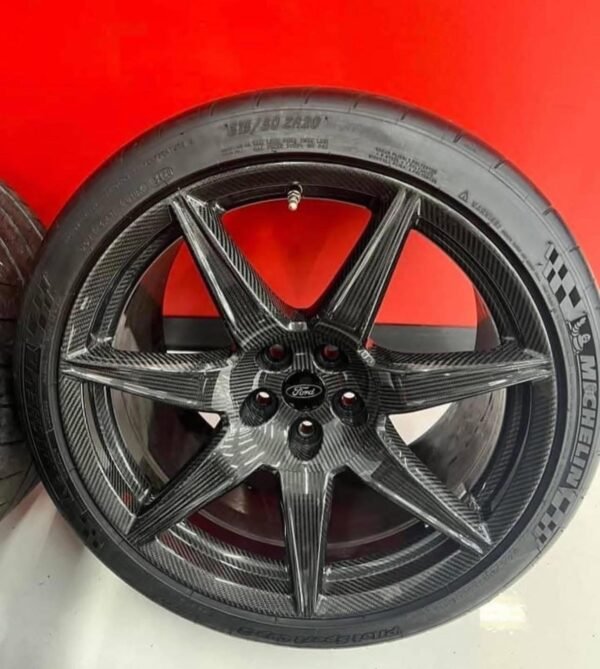 OEM GT500 Carbon Fiber Track Park wheels & Tires sensor came off 1000 Mileage 2022 GT500 - Image 6