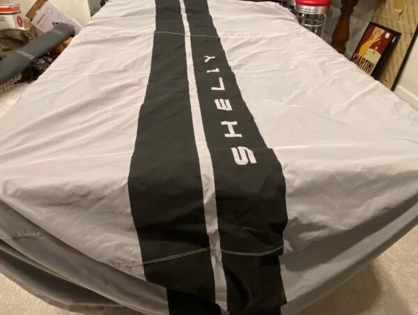 GT350 OEM gray/black stripes car cover and Lloyd’s black carpets - Image 2