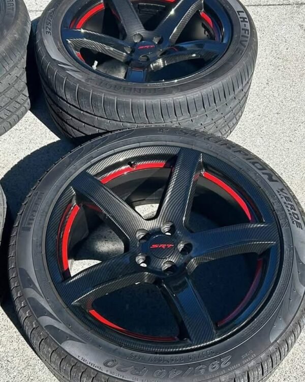 Dodge Charger Hellcat Carbon Fiber dip wheels with tires. - Image 2
