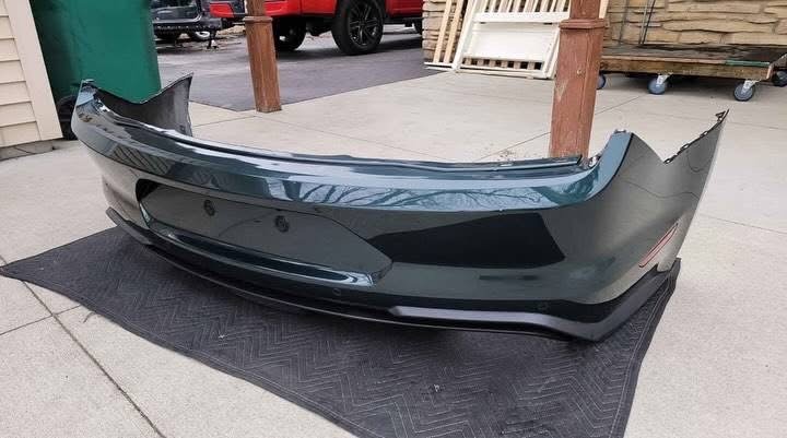 2018-2023 Ford Mustang GT Bullitt Rear Bumper Cover Sensors Dark Highland Green. - Image 3