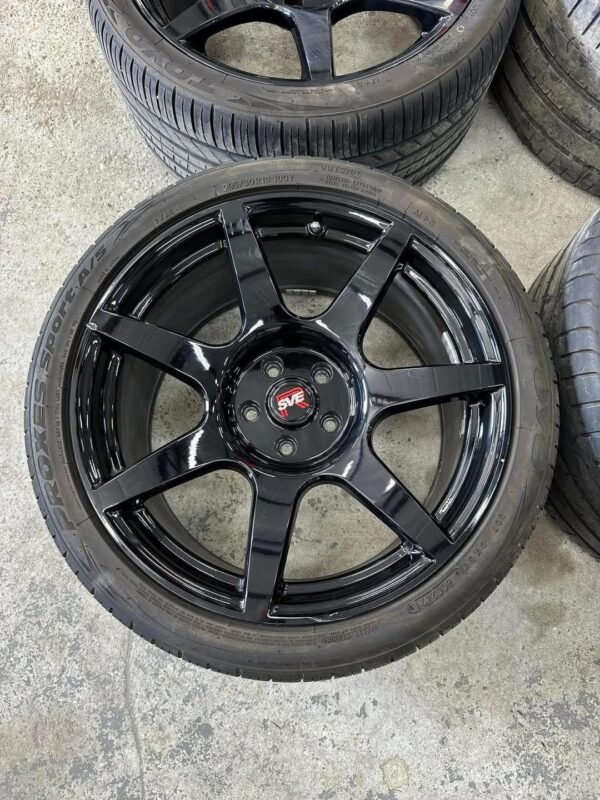 19x10 SVE GT350R replica wheels. 305/30r19 Pirelli P-Zeros on the rear. 295/30r19 Toyo prices on the front. - Image 2
