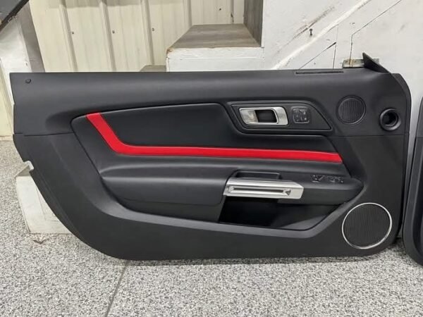 2018-2023 Mustang GT Black LH RH Red Insert Door Panels Pair - Image 3